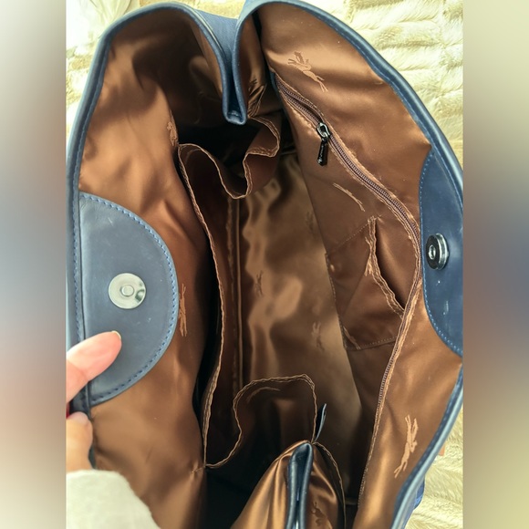 Longchamp Vintage Blue Jacquard Canvas Bag. Includes dust bag.Purchased from NM. - Picture 5 of 9